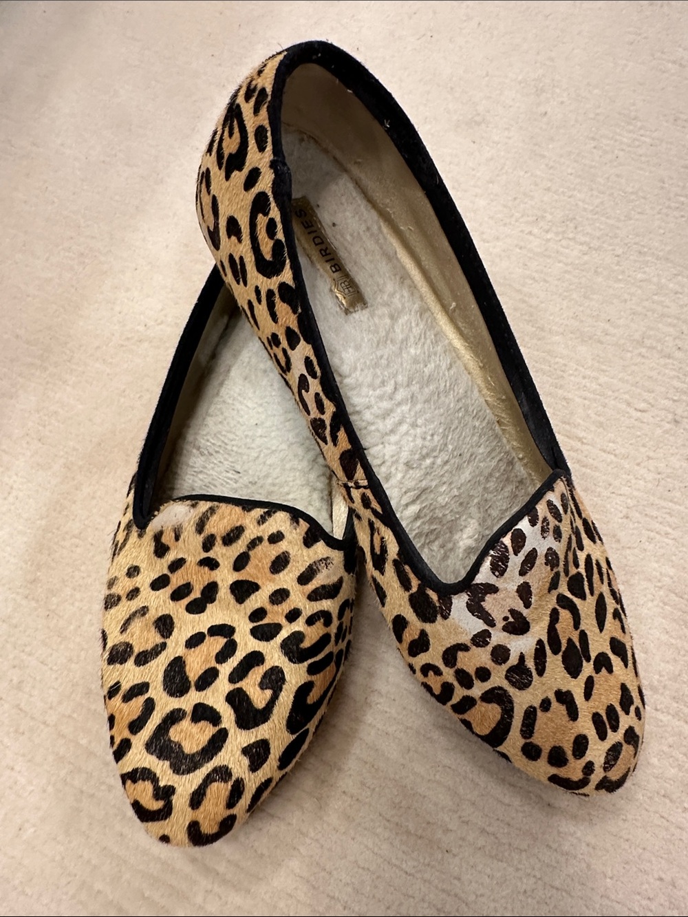 Birdies Leopard Haircalf Flats in Tan and Black